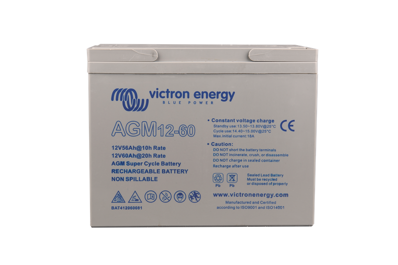12V 60Ah AGM Super Cycle Battery (front)