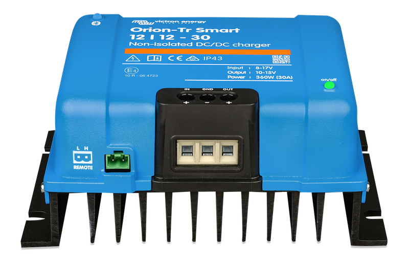Orion-Tr Smart 12-12-30A (360W) Non-isolated DC-DC charger (front-angle) 