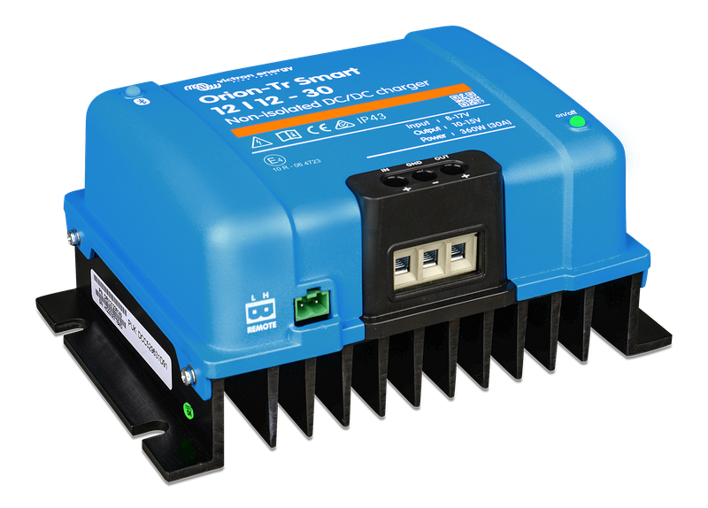 Orion-Tr Smart 12-12-30A (360W) Non-isolated DC-DC charger (right) 