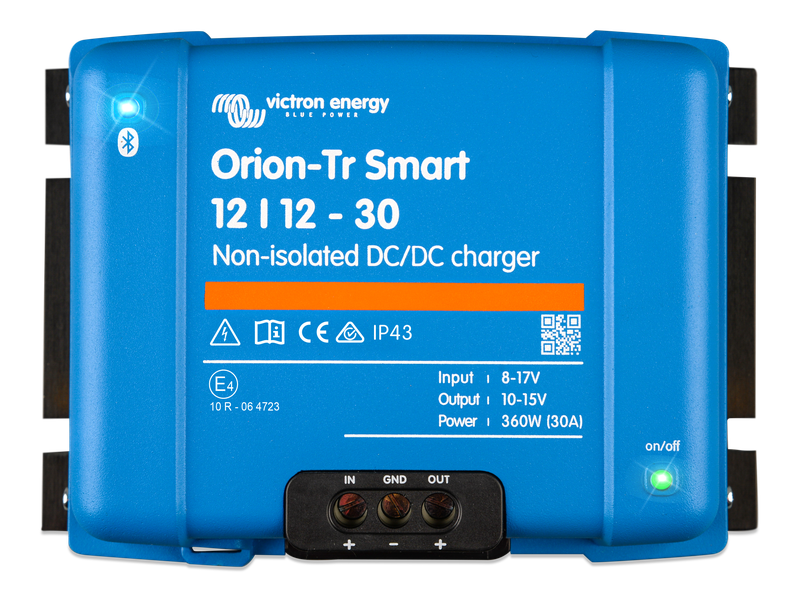 Orion-Tr-Smart 12-12-30A (360W) Non-isolated DC-DC charger (top) 