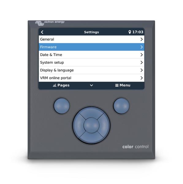 Color Control GX screen - settings