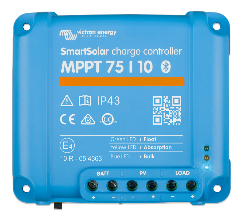 SmartSolar charge controller MPPT 75/10 (top) 
