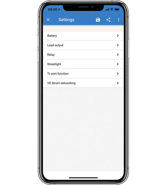 iPhone SmartSolar settings
