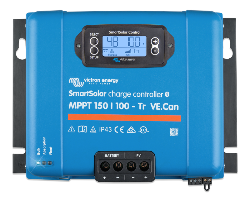 SmartSolar MPPT 150/100-Tr VE.Can (top) with display