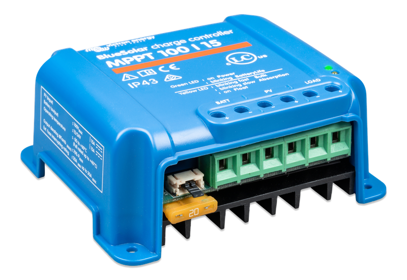 BlueSolar MPPT charge controller 100/15 (right)) 