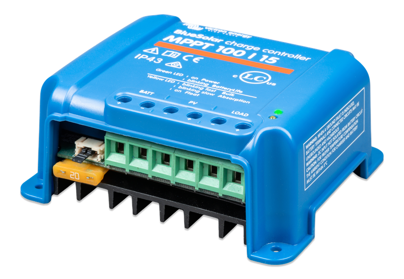 BlueSolar MPPT charge controller 100/15 (left) 