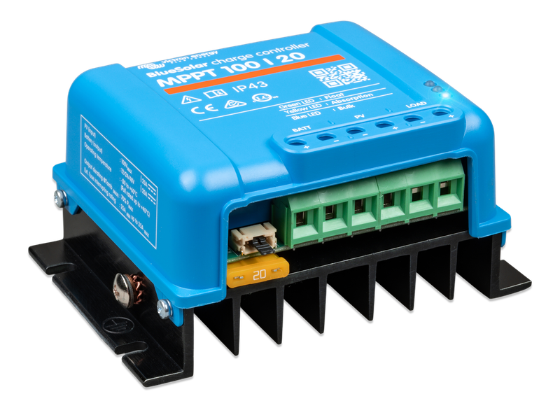 BlueSolar MPPT charge controller 100/20 (right)) 